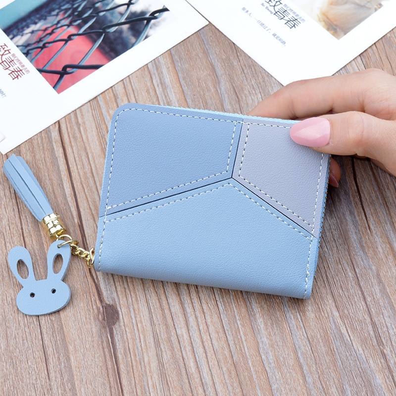 Women's Wallet Women Purses Women's Splice Mini Phone Thin Leather Wallet Small Coin Purse For Women Female Wallets: Blue