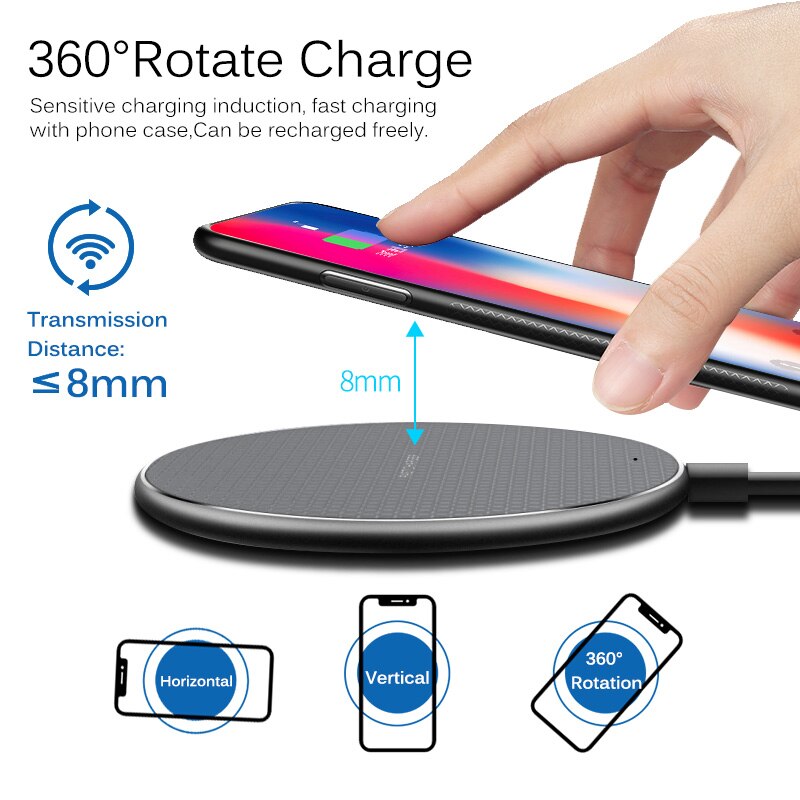 Ankndo qi draadloze oplader 10w ultradunne draadloze oplaadpad voor iphone samsung xiaomi mobiele telefoon snellaadladers