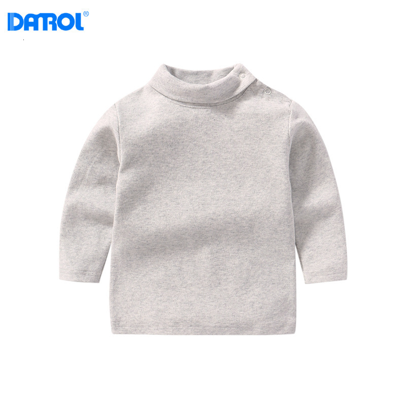 Kinderen Winter Katoen Coltrui Dieptepunt Shirt Dieptepunt Shirt Ondergoed Meisjes Jongens Kinderkleding: GRAY / 18m