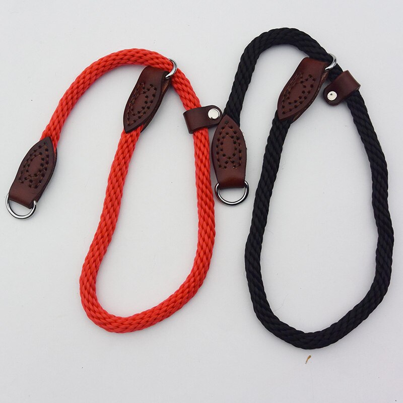 Leather Nylon Dog Collar Half Choke Chain Dogs Training Pinch Collars For Medium Large Pet Black Red Brown color