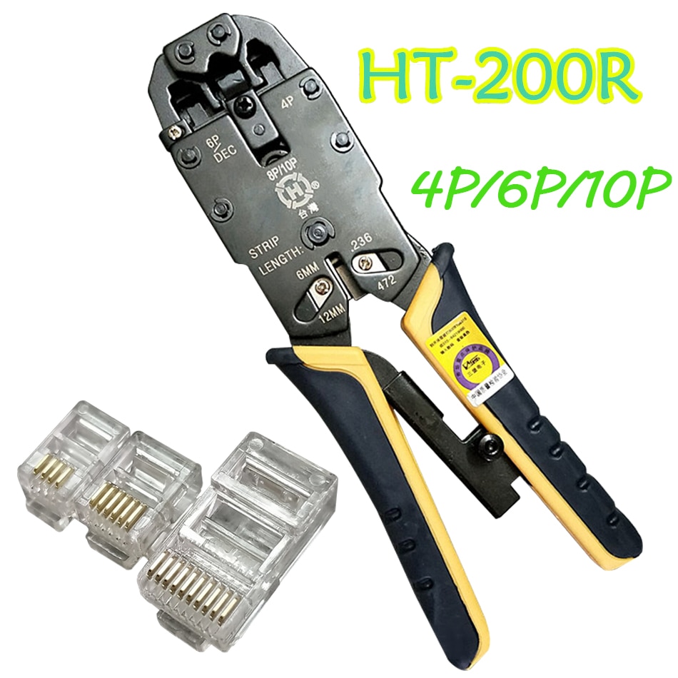 Nettverksverktøy for 10 p 10c/6 p 6c/4 p 4c kontakt krympetang rj /48/rj45/rj11/rj12 nettverkskabel klemme crimper