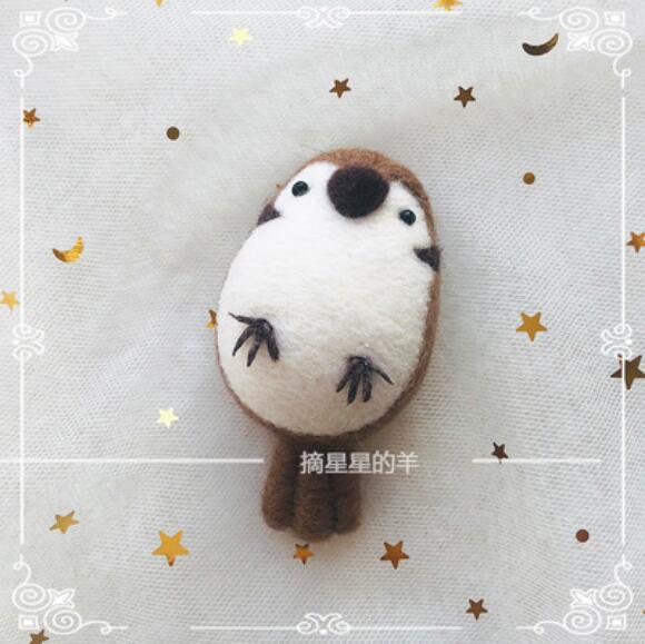 Sparrow-kit de bordado de lana de pájaro y loro, llavero de fieltro de aguja, artesanía artesanal, hecho a mano: Z