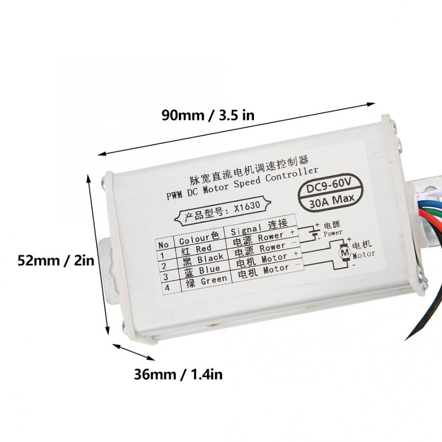 Dc 9V 12V 24V 48V 60V Verstelbare Borstel Motor Speed Controller Regulator Pwm Snelheidsregeling 10A 20A 30A Pulsbreedtemodulator