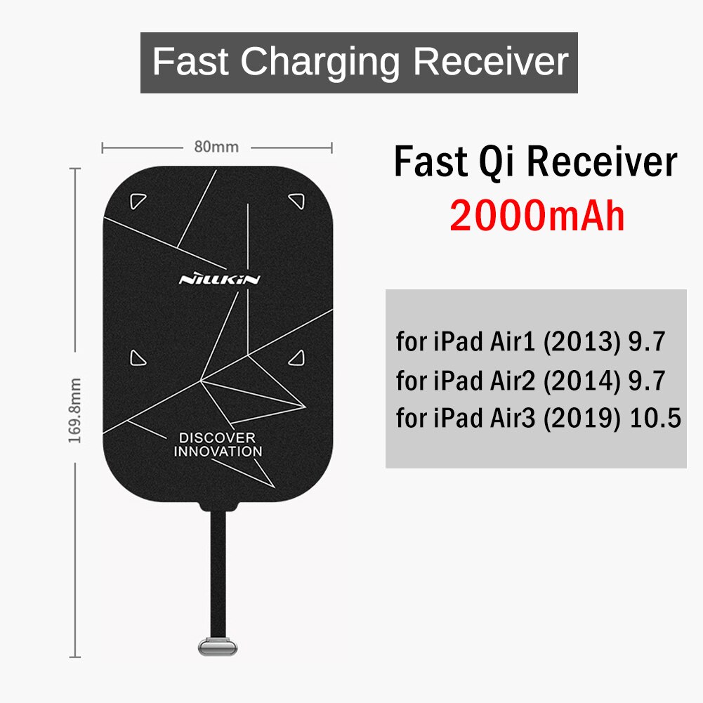 Nillkin Wireless Charging Stand for Apple iPad Air 1 2 3 9.7 10.5 Qi Fast Wireless Charger+10W Charging Receiver
