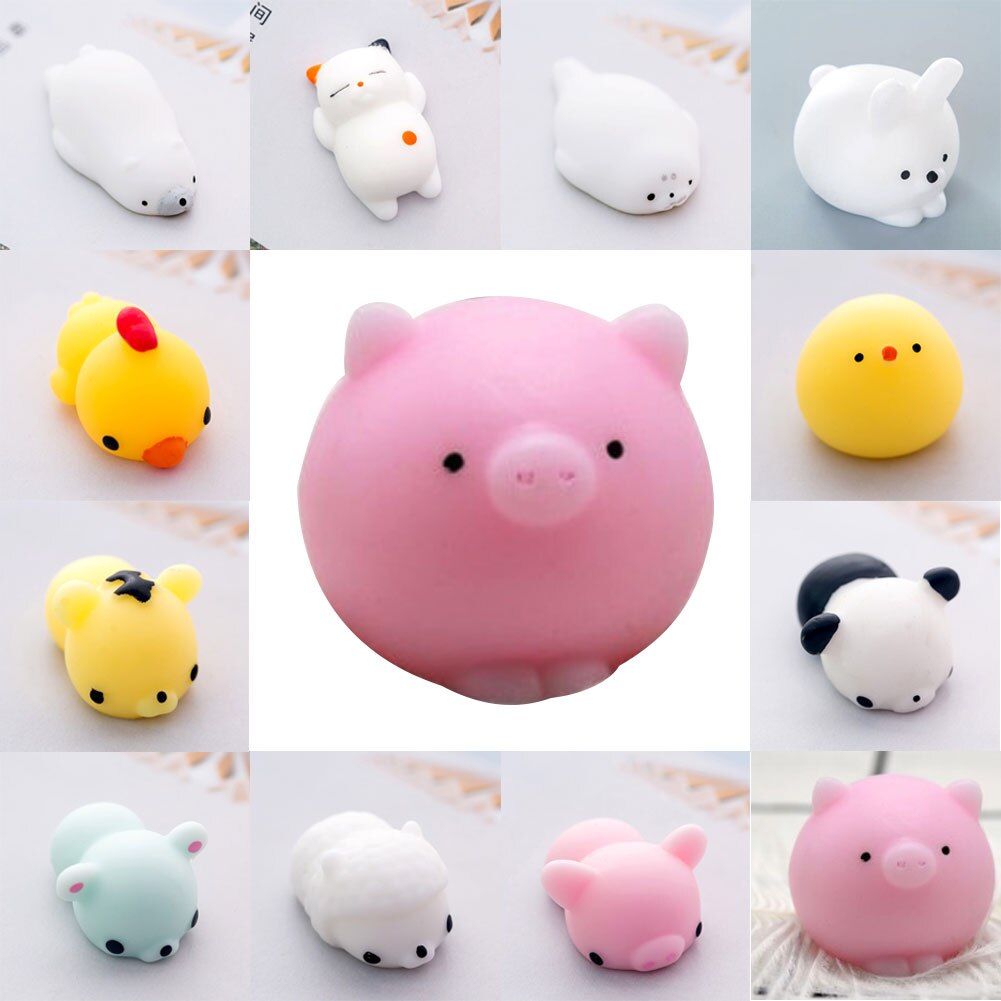 Kawaii eläin mochi squishies lelut söpö mini pehmeä squishy eläimen muoto sika tipu kissa tiikeri stressin helpotus pallot lapset aikuisten lelut: A