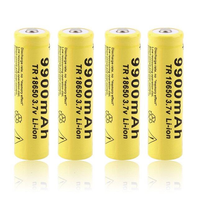 4Pcs 3.7V 18650 Battery 9900mAh Li-ion Rechargeable Battery for LED Flashlight Torch Electronic Gadgets Batteries: Default Title