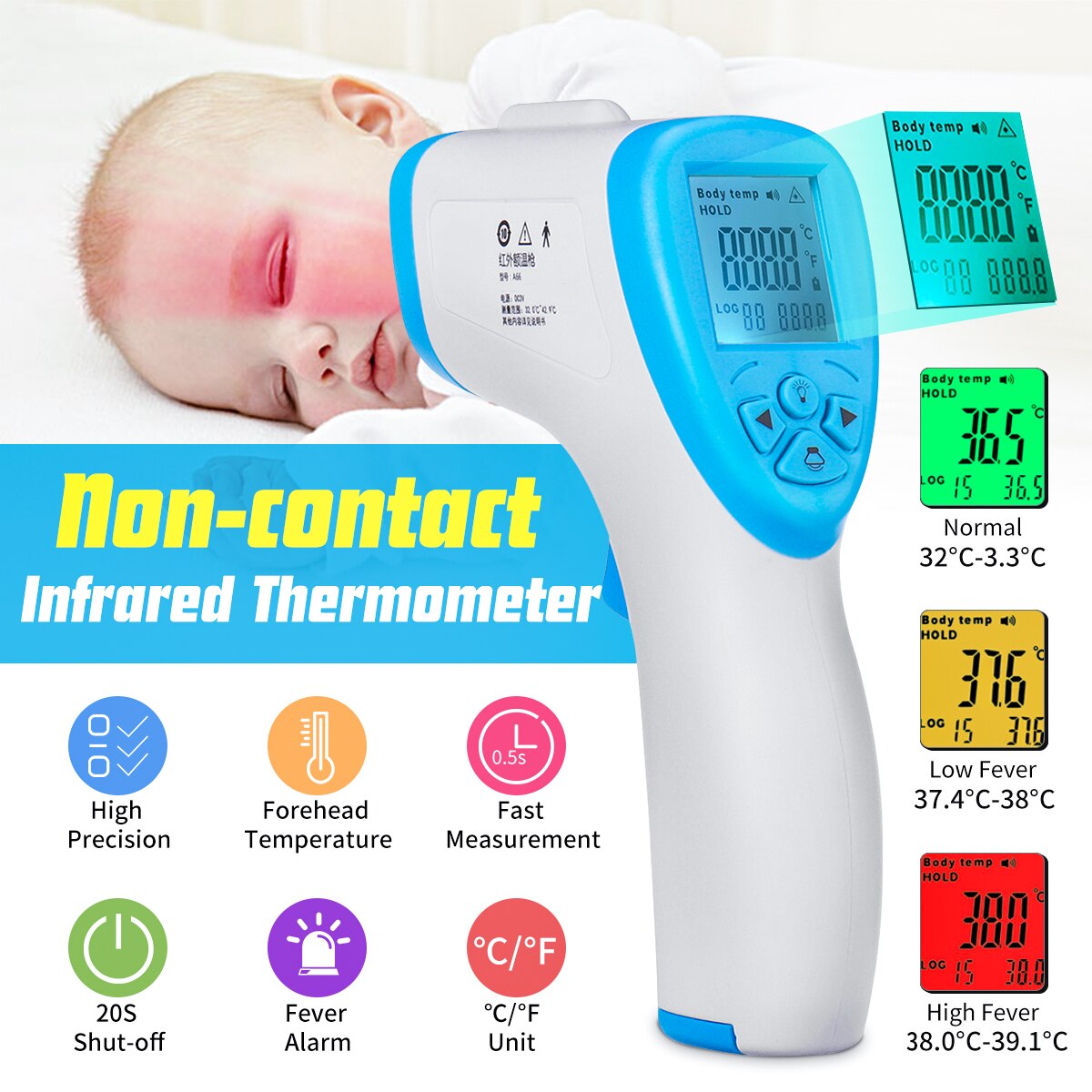 På pilsner berøringsfritt kroppstermometer panne digitalt infrarødt termometer bærbar termometer baby/voksen temperatur