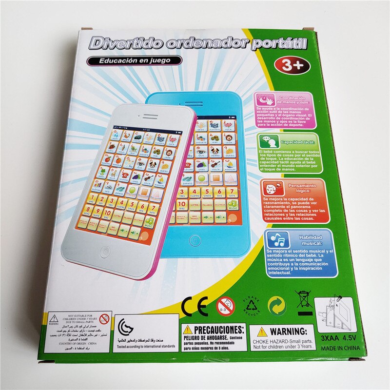 Zhenwei Multi Functional Spanish Learning Pad Kids Tablet Numbers Letters Shapes Early Education Toys for Children Baby Laptop
