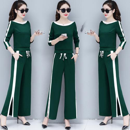 Green Two Piece Women Pants Sets Clothing Women Set Grey Summer Women's Suit Top&pants Set Conjunto Feminino: Green / XL