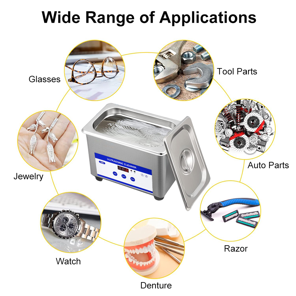 Ultrasone reiniger Ultrasone sieraden Glazen reinigingsmachine 40 kHZ Hoge frequentie ultrasoon wasbad voor glazen sieraden