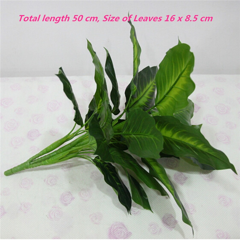 Large 50CM Evergreen Artificial Plant 25 Leaves Lifelike Bush Potted Plants Plastic Green Tree Home Garden Office Decoration