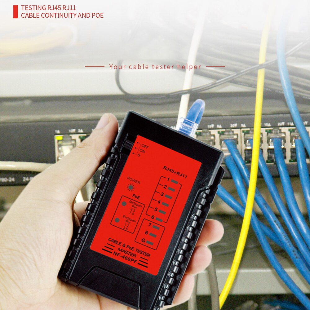 NF-468PT/NF-468PF Network Cable Tester RJ45 RJ11 PoE Switch Tester For Ethernet LAN Cable Landline Phone Wire Testing Tool