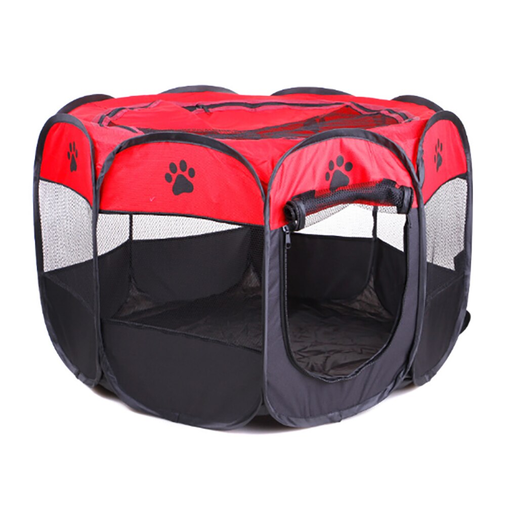 Koiran leikkikehät isot, kynä kennel koiranpennulle kissat kanit pienet eläimet, kannettava lemmikkiteltta sisä- ja ulkokäyttöön kahdeksankulmainen koirankoti: Punainen / 35.8 x 35.8 x 22.8 in