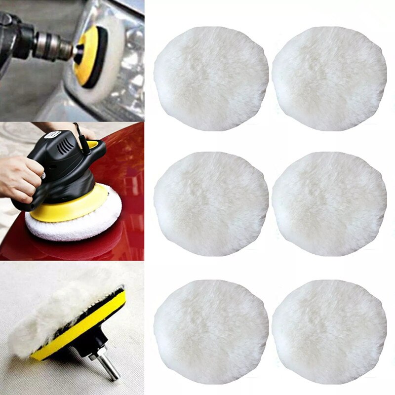 1Pc Wol Polijsten Pad Voor Polijstmachine Machine Waxen Polijsten Buffing Auto Paint Care Polijstmachine Pads Voor Auto Polijstmachine 4/5/6/7Inch