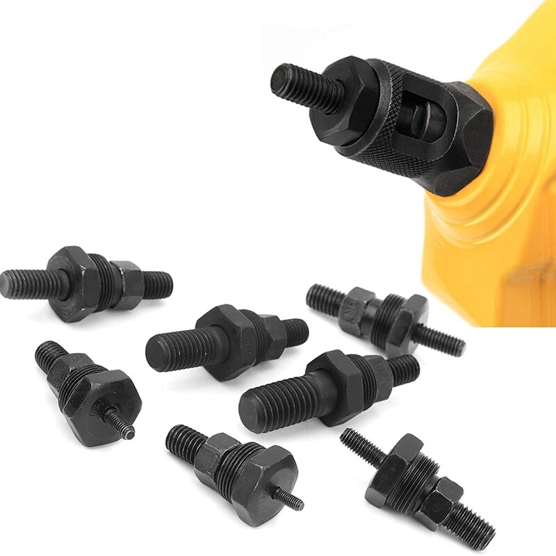 7PCS Metric M3 M4 M5 M6 M8 M10 M12 Rivet Nut Mandrel and Nose Piece Riveter Tip Spare Part