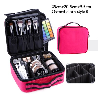 rose/rouge/noir sac cosmétique petit étui de rangement étanche de maquillage Portable: oxford hot pink B