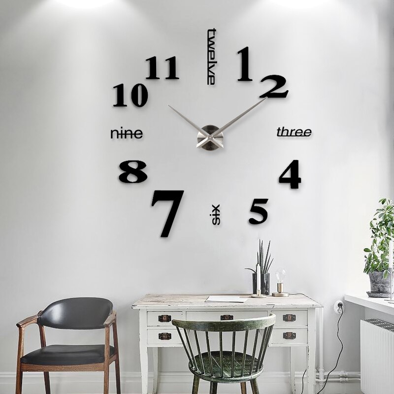 Horloge murale moderne en 3D à Quartz pour maison, autocollants acryliques, décoration de 27/37/47 pouces, unique