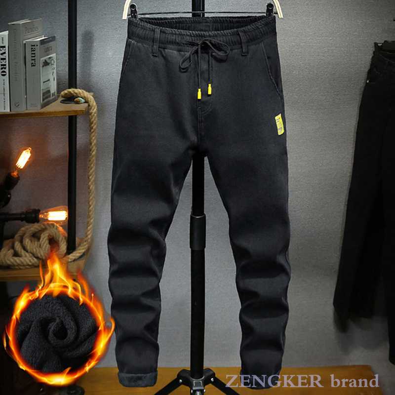 Pantalones vaqueros holgados de estilo japonés para hombre, pantalón harén de terciopelo elástico de talla grande, con cordones, color negro, 7XL, 6XL: XL