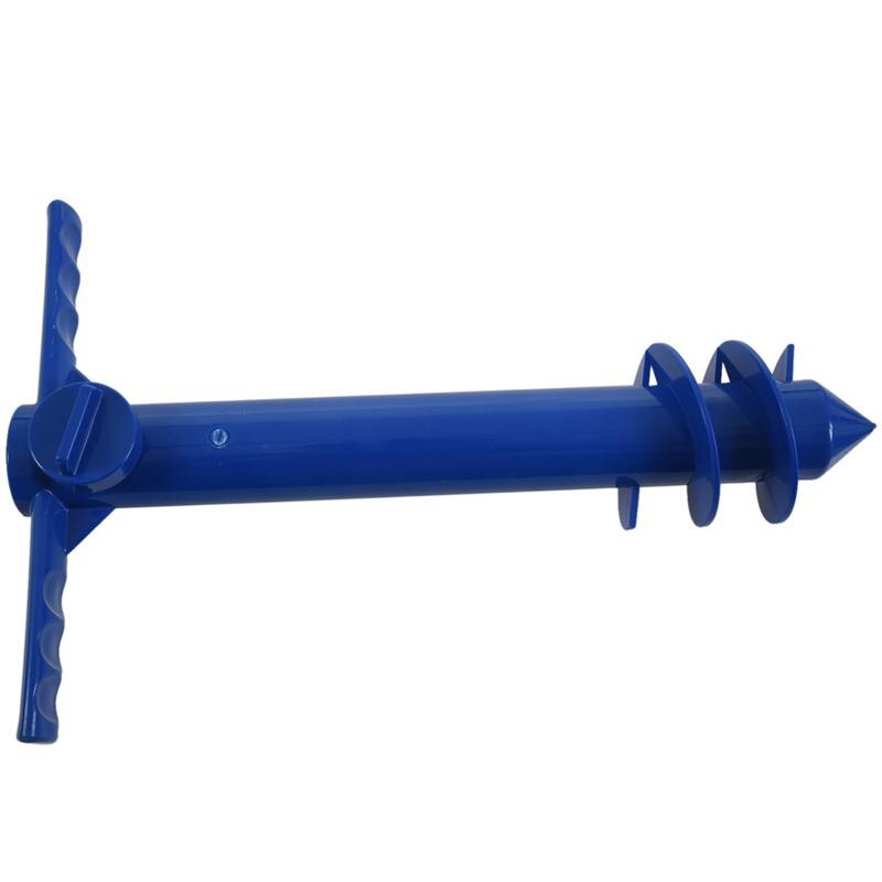 Strandparasol zandanker standaard houder 3- niveaus schroef, één maat past iedereen veilig sterke wind (blauw)