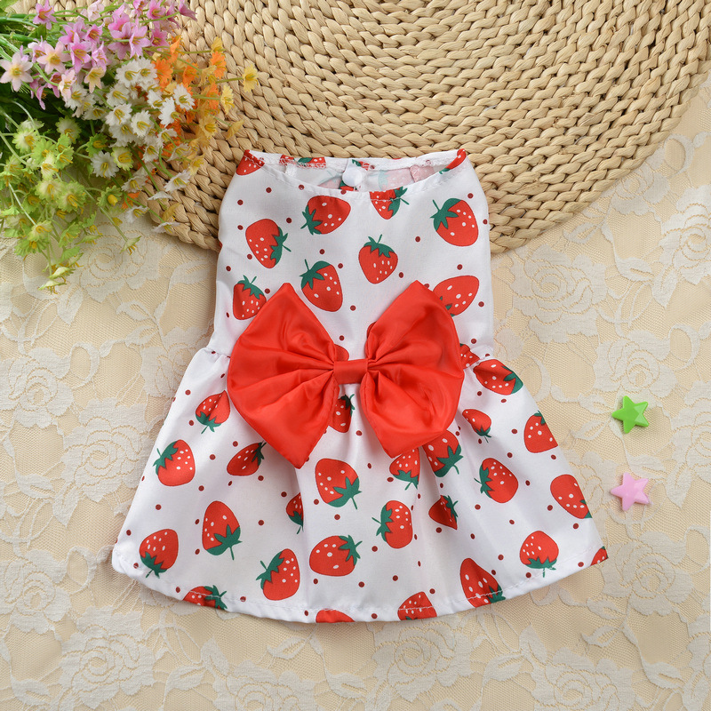 Cute Print Rabbit Clothes Summer Pet Dresses with Bow for Cats Rabbits Small Animals Clothing Outfit Bunny Dress Pet Supplies: XL / WHITE