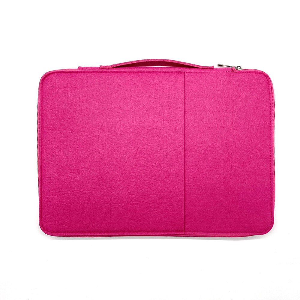 A4 wool felt Document Organizer Folder Padfolio Multifunction Business Holder Case Ipad Bag Office Filing Briefcase Storage: Pink