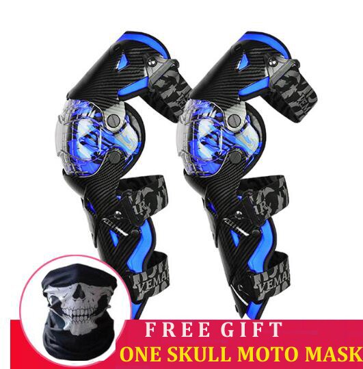 VEMAR Motorcycle Knee Pads Racing Moto Knee Guards CE Motocross Protection Riding Safety Protective Gear Adults Knee Protector: E-18 Blue