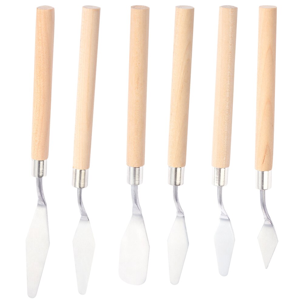 6pcs Painting Mixing Scraper Art Paint Spatulas Color Stirring Shovels Art Supplies