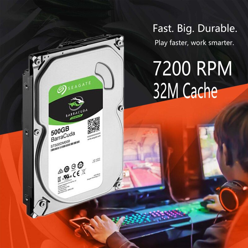 Seagate 500 GB Hard Drive Disk Desktop Interne HD HDD 500 GB Harddisk 7200 RPM 32M 3.5 "6 gb/s Cache SATA III voor PC Computer