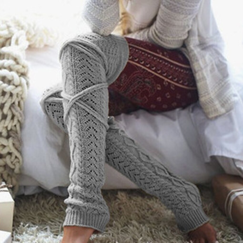 String kvinnor sticka tålös tjej vinter lår höga leggings stövlar strumpa