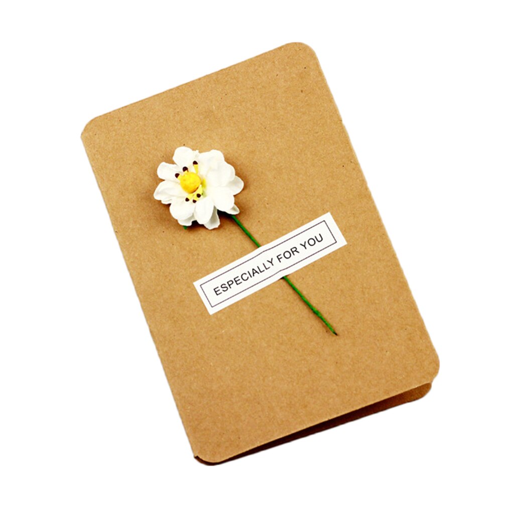 Cartes de vœux en papier Kraft, DIY, avec enveloppe, fleurs sèches faites à la main, décorations de de mariage et d'anniversaire, fournitures,: NO.10
