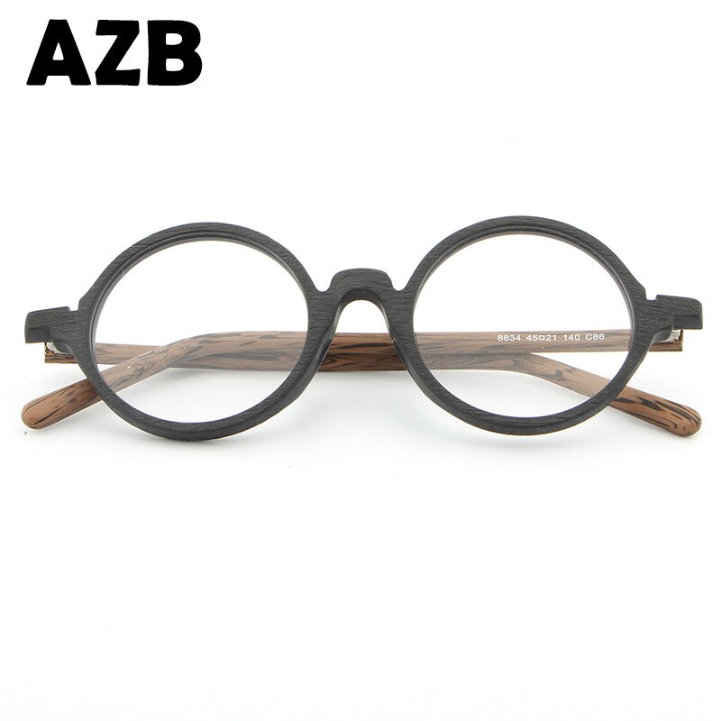 AZB retro drewniane oprawki okularów ramki okrągłe oprawki okularowe mężczyźni kobiety drewniane przezroczyste klosze oprawki robić okularów robić czytania HB024
