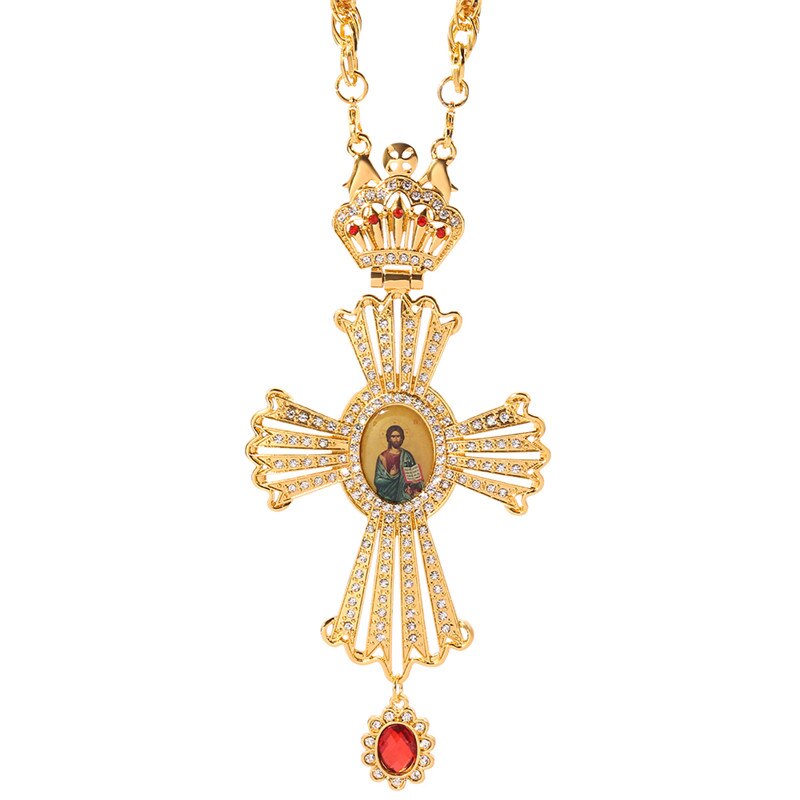 Gold Pectoral Cross russian greece crucifix religious necklace icon Byzantine Art and Orthodox Tradition holy cross priests