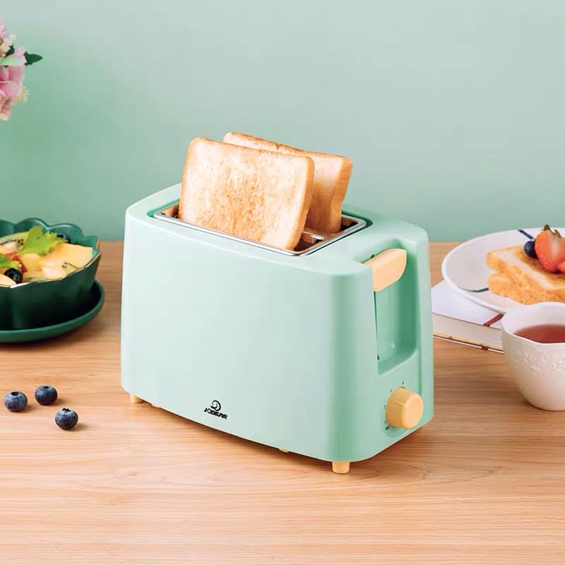 Stainless steel Electric Toaster Household Automatic Bread Baking Maker Breakfast Machine Toast Sandwich Grill Oven 2 Slice: yellow