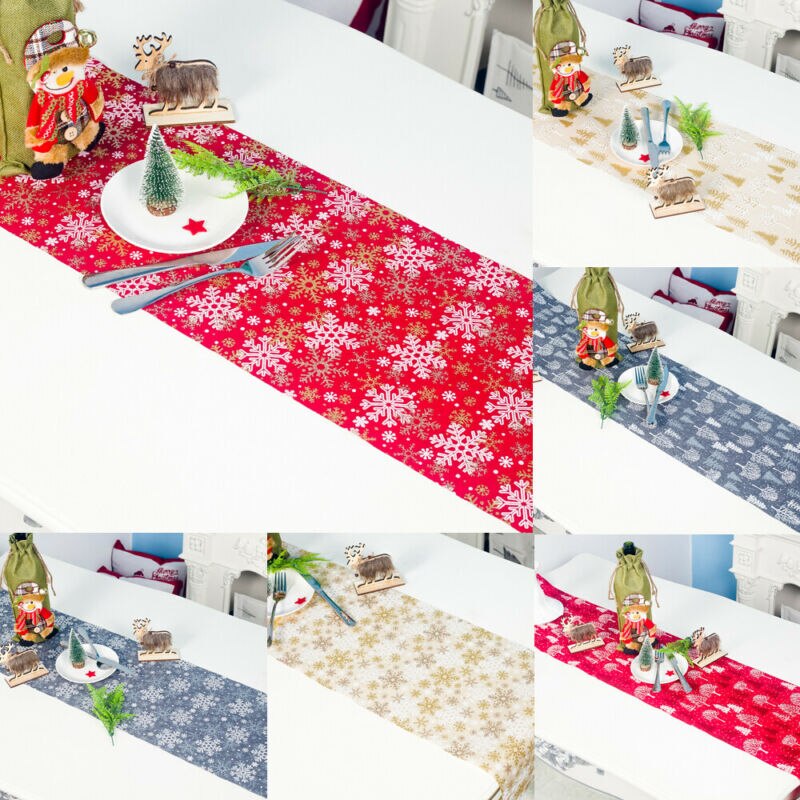 Kerst Tafelkleed Rood Grijs Sneeuwvlokken Xmas Party Servies Dining Cover Deco