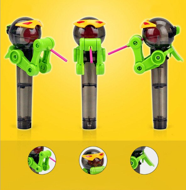 1PCS Personality Toys Lollipop Holder Decompression Toys Lollipop Robot Candy Dustproof Storage Novelty Toy: black