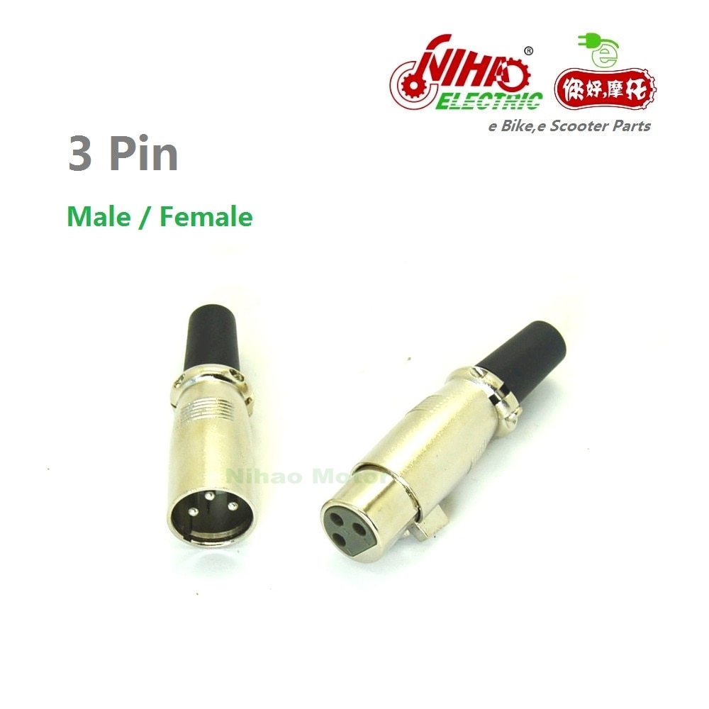 Conector macho XLR de 3 pines y 50 E-BIKE para bicicleta eléctrica, piezas de Motor NIHAO ZTECH