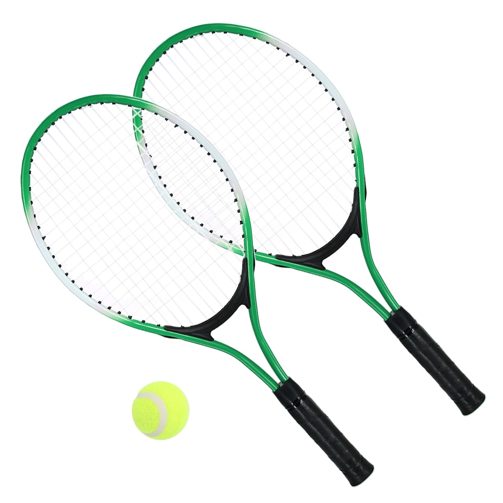 2Stck freundlicher Tennis Schläger Schnur Tennisschläger Mit 1 Tennis Ball und Abdeckung Tasche draussen Sport Tennis trainieren Schläger für Art