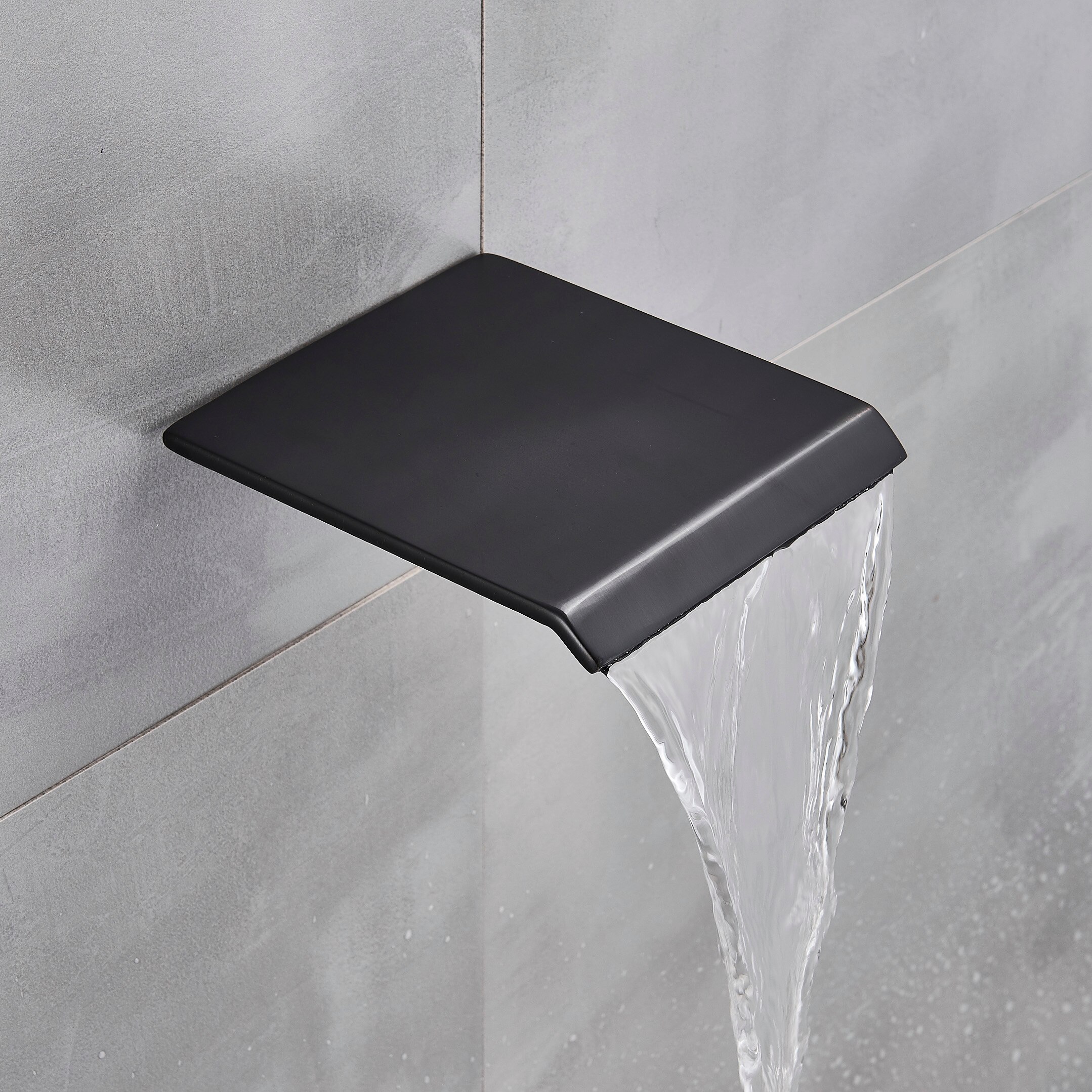 SHBSHAIMY Chrome Brushed Nickel Black Brass Wash Faucet Bathtub Faucet Wall Mounted Bathroom Accessories Full Water: black