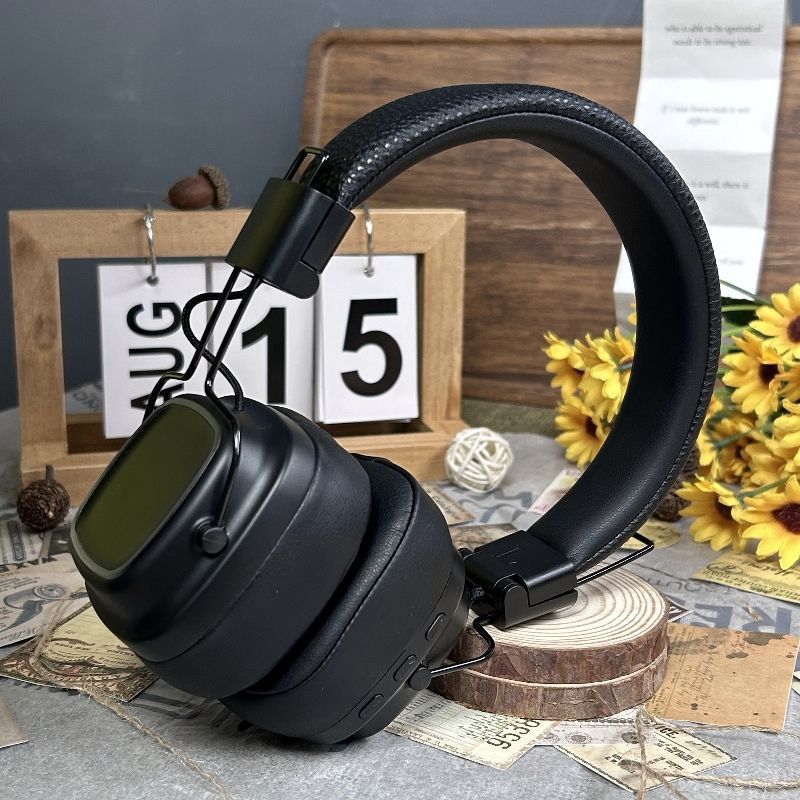 Novos fones de ouvido Bluetooth sem fio iluminados montados na cabeça adequados para microfone subwoofer MAJOR IV: Preto