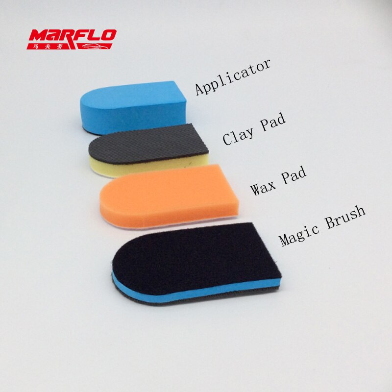 Marflo bilvask mudder magisk ler pad voks svamp blok ren børste med applikator 3 plus 1