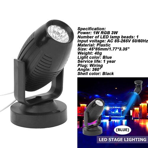 RGB LED Stage Spotlight 85-265V 360° Adjustable KTV Bar DJ Disc Party Spot Lamp Wedding Atmosphere Beam Lights Neon Night Lamp: Blue