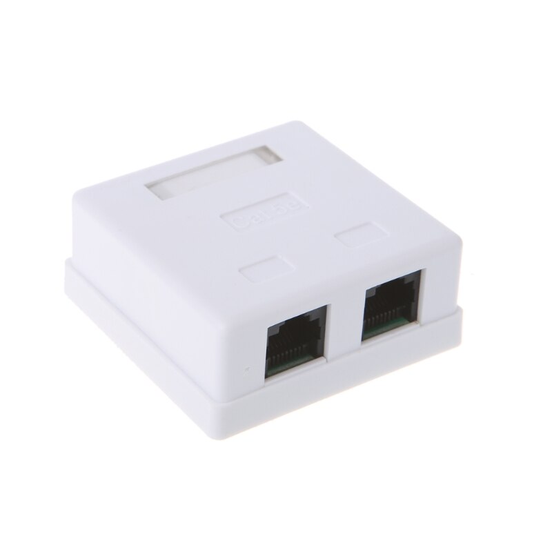 RJ45 Junction Box CAT5e Network Connector 2 Port Desktop Extension Cable Ethernet Box White