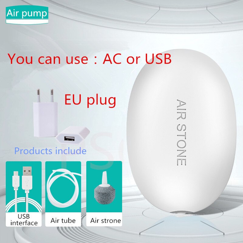 Silent Aquarium Air Pump Fish Tank Oxygen Air Compressor Aerator Aquarium Air Flow Maker Prump For Fish Marine Plant Tank: AC and USB white