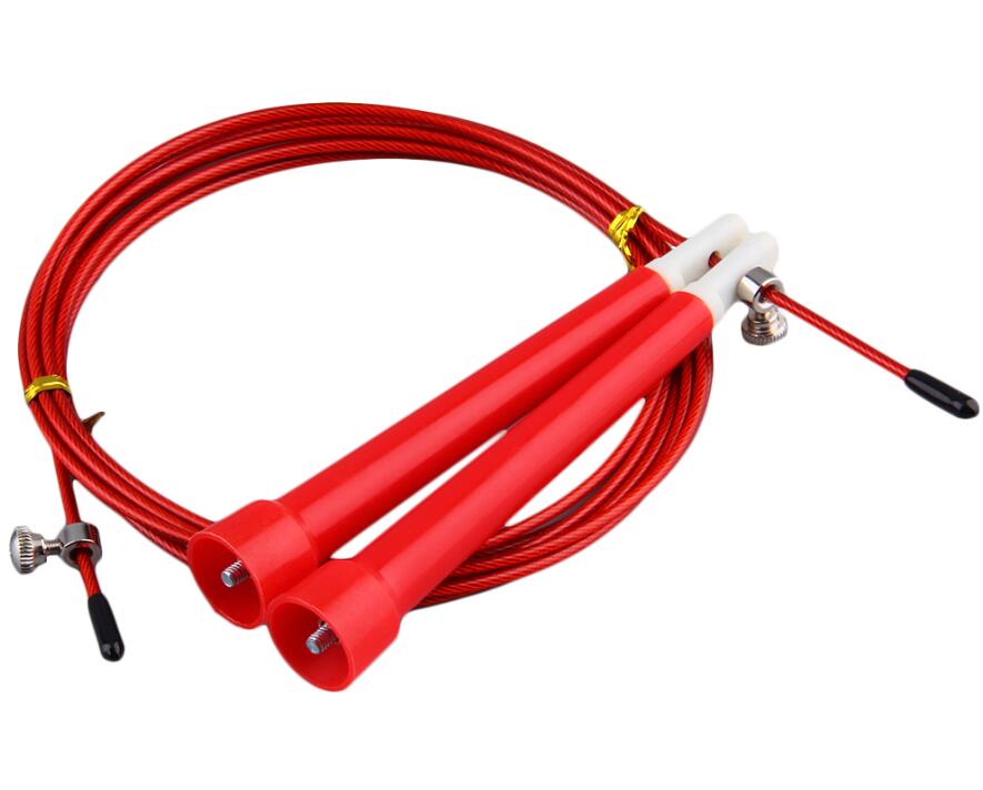 Sprong Springtouwen Kabel Staal Verstelbare Snelle Speed Abs Handvat Springtouwen Crossfit Training Boksen Sport Oefeningen: Rood