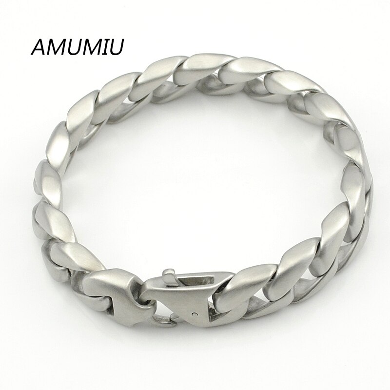 AMUMIU degli uomini di colore argento frenare buban dell'acciaio inossidabile di Collegamento catena Del Braccialetto dei monili per il partito/regalo punk freddo uomo gioielli HZB046