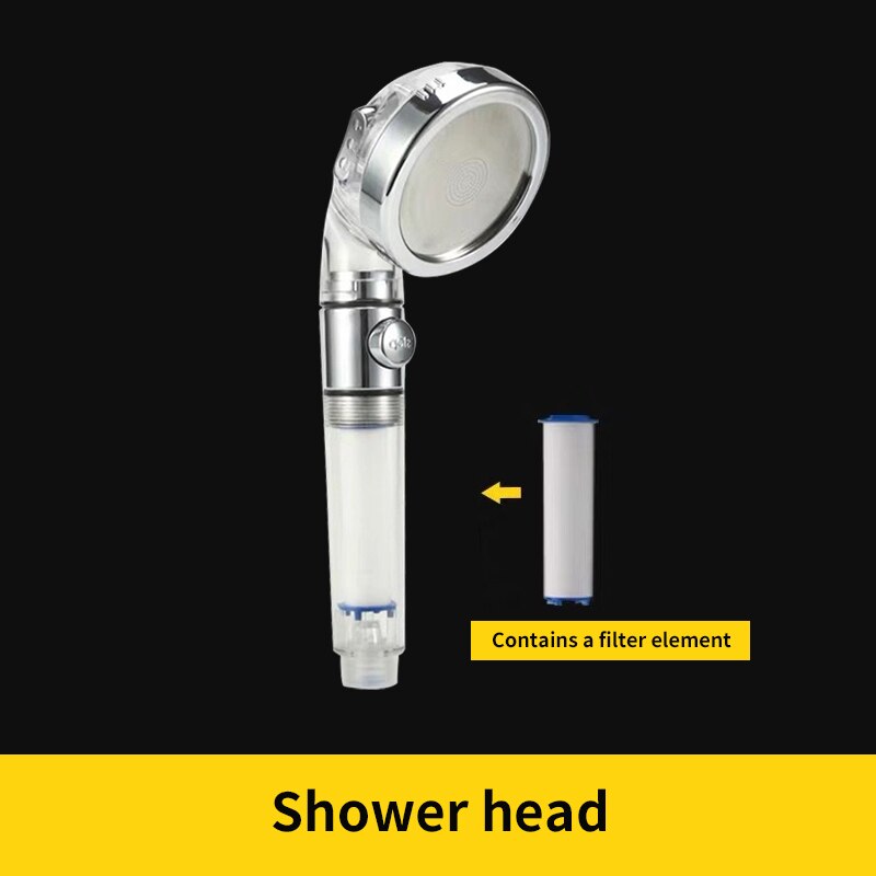 Bath PP Pure Cotton Water Filter Water Purifier Shower Head Stop Button Bidet High Pressure Water Saving Hand Sprayer Shower Set: White