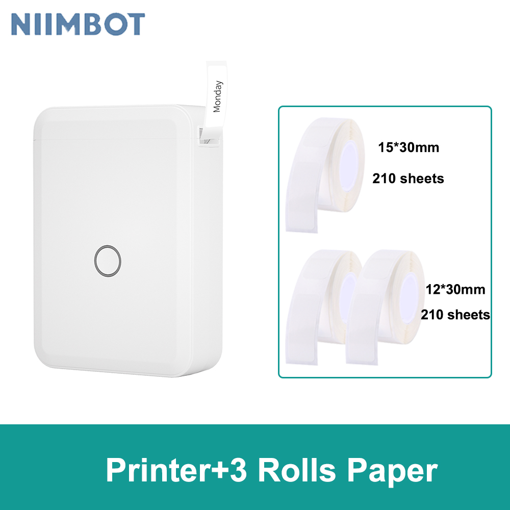 Niimbot D110 Label Maker Machine Mini Pocket Thermal Label Printer All in One BT Connect Prince DIY Date Sticker Label Machine: White-set 1
