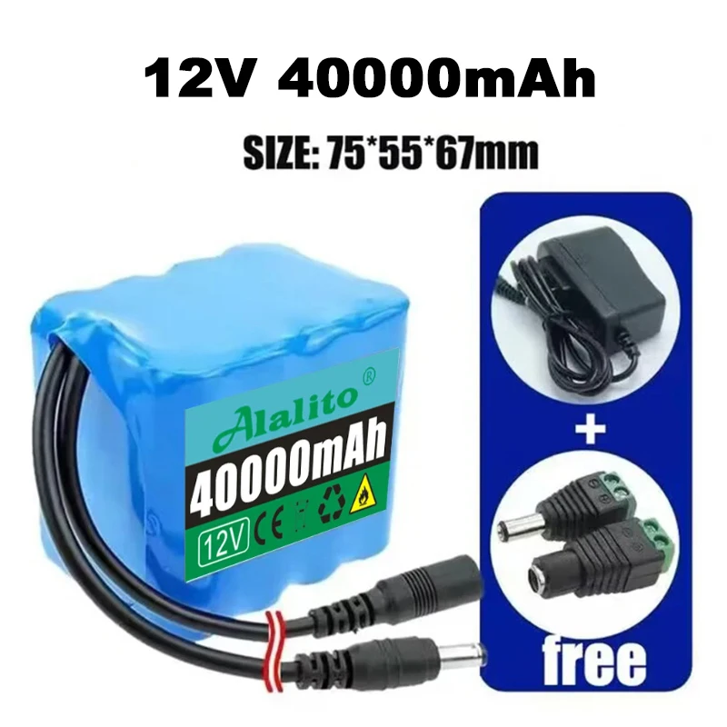 12V 3s3p 30Ah battery pack 18650 lithium ion 12V 50000mAh DC12.6V super large capacity rechargeable battery with BMS + charger: MULTI