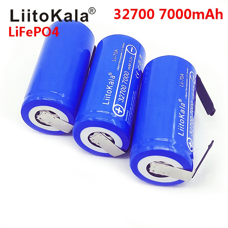 LiitoKala 3.2V 32700 7000mAh 6500mAh LiFePO4 Battery 35A Continuous Discharge Maximum 55A High power battery+Nickel sheets