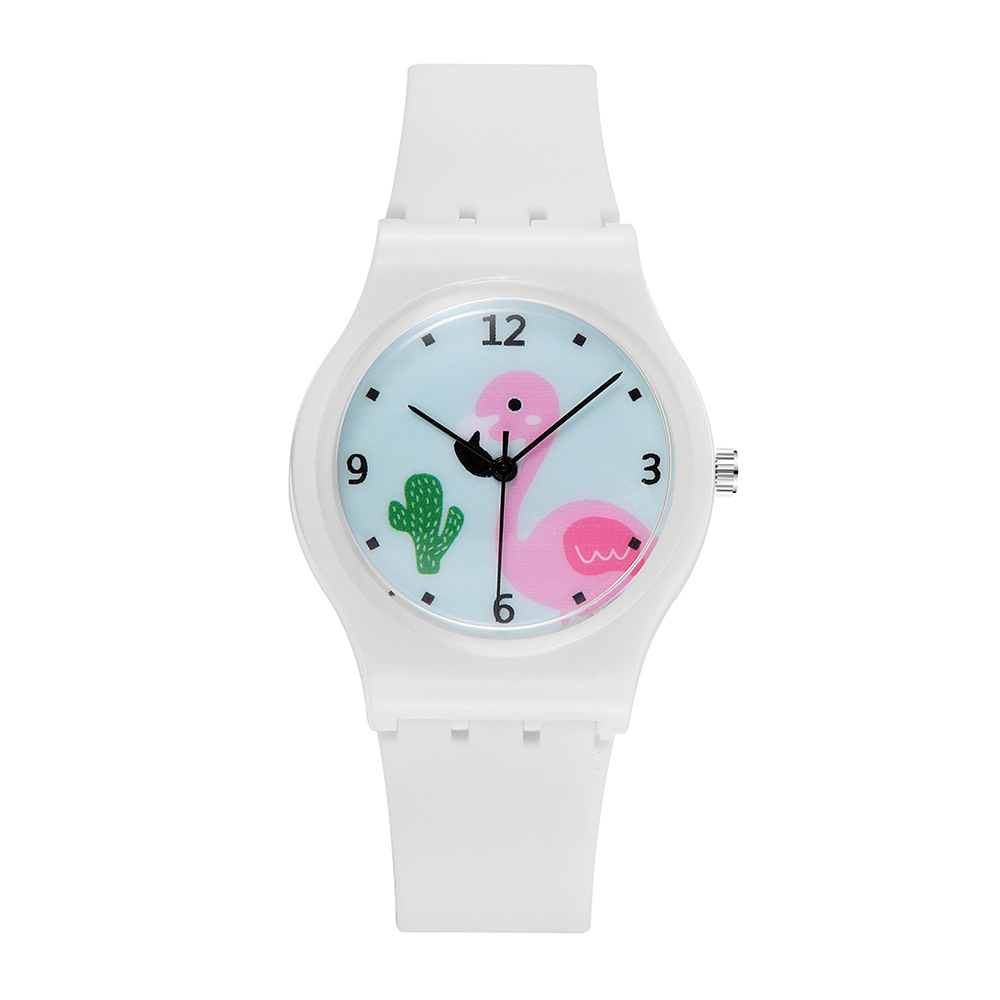 Reloj de flamenco para niños y niñas, cronógrafo de cuarzo, con correa de silicona, juguete Infantil, ,: Blanco